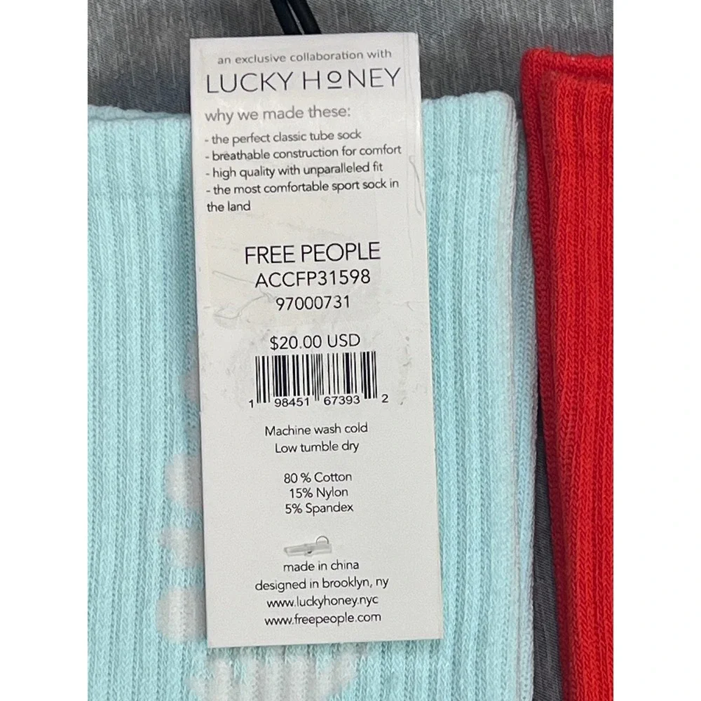 Free People FP Movement Lucky Honey Tube Socks Bundle 4 Pairs Mint Black Orange